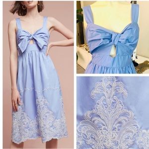 Foxiedox embroidered tie front midi dress